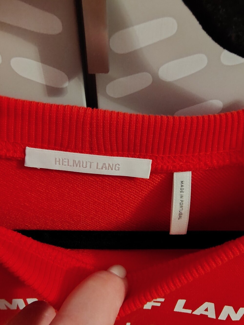 Helmut Lang Red Crewneck Sweatshirt with White Graphic Sz M - Picture 3 of 7